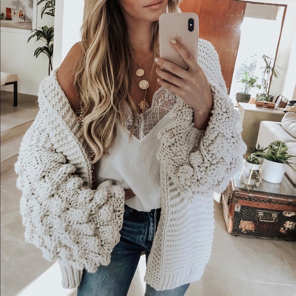 SOLD NWOT Pompom Sleeve Sweater